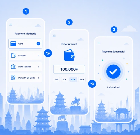 1xBet deposit app Mongolia cashier steps 3 panel sign up deposit flow